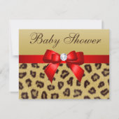 Leopard Print, Red Bow Baby shower Kaart (Voorkant)