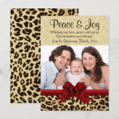 Leopard Print Red Bow kerstfoto Greep Feestdagenkaart (Voorkant / Achterkant)