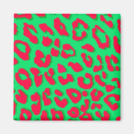 Leopard Print Red Green Magneet (Voorkant)