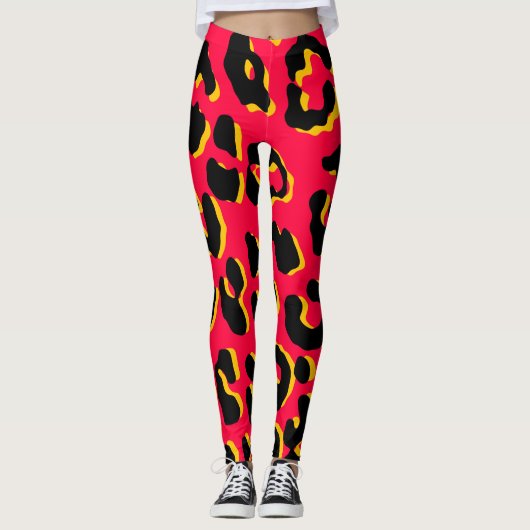Leopard Print Red Leggings (Voorkant)