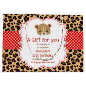 Leopard Print Red Quatre folie Birthday Groot Cadeauzakje (Achterkant)