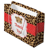 Leopard Print Red Quatre folie Birthday Groot Cadeauzakje (Voorkant Gekanteld)