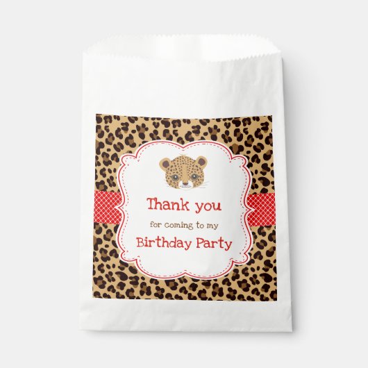 Leopard Print Red Quatre folie Birthday Party Bedankzakje (Voorkant)