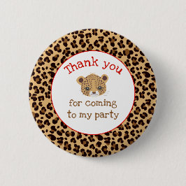 Leopard Print Red Quatrefoil 'Bedankt' Ronde Button 5,7 Cm