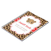 Leopard Print Red Quatrefoil Birthday Guest Book Notitieboek (Linkerzijde)