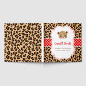 Leopard Print Red Quatrefoil Birthday Party Gastenboek (Volledig)