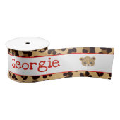 Leopard Print Red Quatrefoil Gift Satijnen Lint (Spoel)