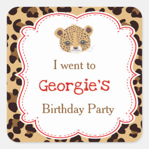 Leopard Print Red Quatrefoil 'Ik ging naar' Vierkante Sticker