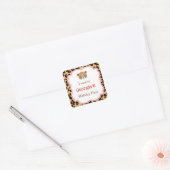 Leopard Print Red Quatrefoil 'Ik ging naar' Vierkante Sticker (Envelop)