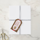 Leopard Print Red Quatrefoil 'Thank You' Label Cadeaulabel (Met Touw)
