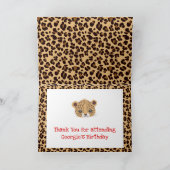 Leopard Print Red Quatrefoil Verjaardag 'Bedankt' Bedankkaart (Binnen)