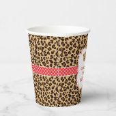 Leopard Print Red Quatrefoil Verjaardagsfeest Papieren Bekers (Rechts)