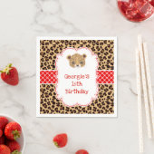 Leopard Print Red Quatrefoil Verjaardagsfeest Servet (Insitu)