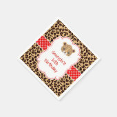 Leopard Print Red Quatrefoil Verjaardagsfeest Servet (Hoek)