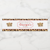 Leopard Print Red Quatrefoil Verjaardagsfeest Waterfles Etiket (Enkel label)