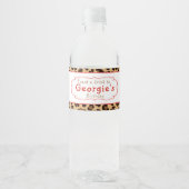 Leopard Print Red Quatrefoil Verjaardagsfeest Waterfles Etiket (Voorkant)