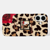 Leopard Print Red Rose Mr. en Mrs. Text Foto Case-Mate iPhone Case (Achterkant (horizontaal))