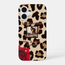 Leopard Print Red Rose Mr. en Mrs. Text Foto