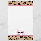 Leopard Print & Retro Roze zonnebrillen Briefpapier (Voorkant)