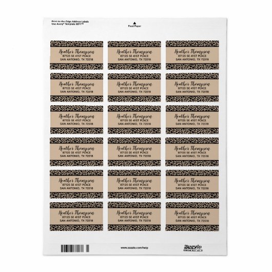 Leopard Print Return Address Label (Full Sheet)
