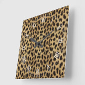 Leopard print Roman Numeral Clock Vierkante Klok (Hoek)