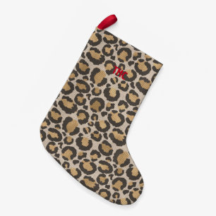 Leopard Print Rood Monogram INITIALEN Chique Vakan Kleine Kerstsok