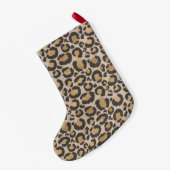 Leopard Print Rood Monogram INITIALEN Chique Vakan Kleine Kerstsok (Achterkant (Hangend))