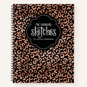 Leopard Print Roos Gold Foil Sketchbook Notitieboe Notitieboek