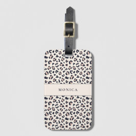 Leopard print roze aangepaste naam bagagelabel