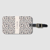 Leopard print roze aangepaste naam bagagelabel (Voorkant (horizontaal))