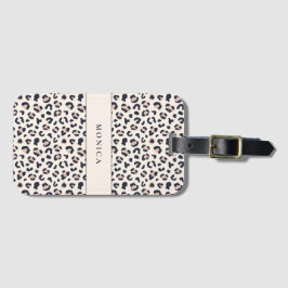 Leopard print roze aangepaste naam bagagelabel