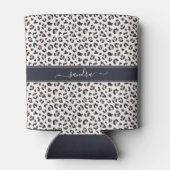 Leopard print roze aangepaste naam blikjeskoeler (Achterkant)
