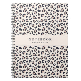 Leopard print roze aangepaste naam notitieboek