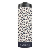 Leopard print roze aangepaste naam thermosbeker (Voorkant)