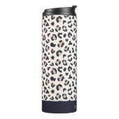 Leopard print roze aangepaste naam thermosbeker (Gedraaid links)