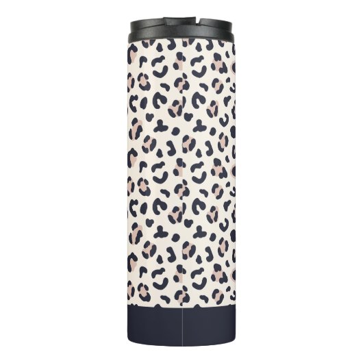 Leopard print roze aangepaste naam thermosbeker (Achterkant)