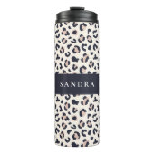 Leopard print roze aangepaste naam thermosbeker (Voorkant)