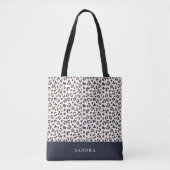 Leopard print roze aangepaste naam tote bag (Voorkant)