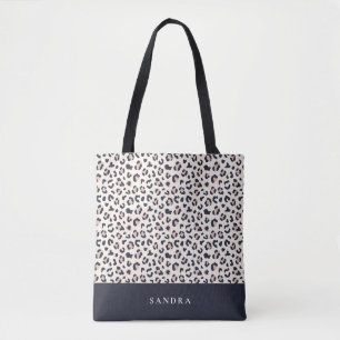 Leopard print roze aangepaste naam tote bag