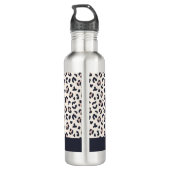 Leopard print roze aangepaste naam waterfles  (Achterkant)