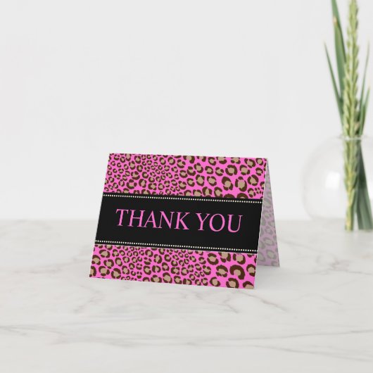 Leopard Print/roze/Dank U/aangepaste achtergrond Bedankkaart (Voorkant)