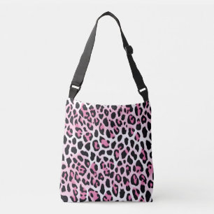 Leopard print roze en wit crossbody tas