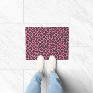 Leopard Print roze grijs Deurmat
