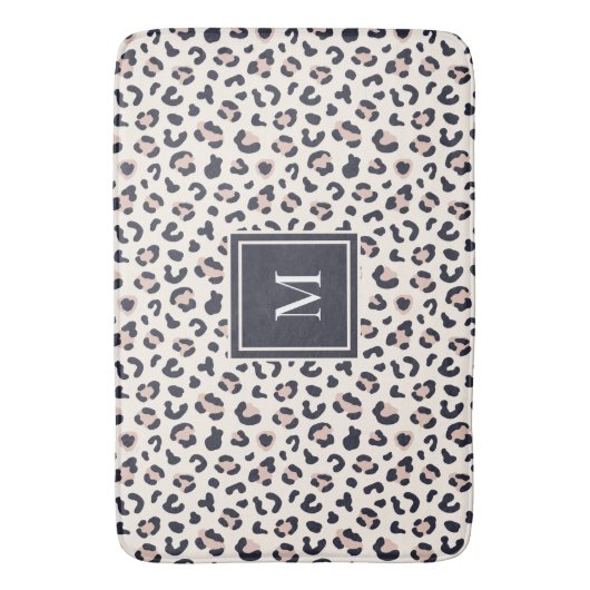 Leopard print roze monogram badmat (Voorkant Verticaal)