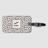 Leopard print roze monogram bagagelabel (Voorkant (horizontaal))