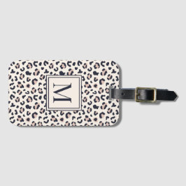 Leopard print roze monogram bagagelabel