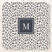 Leopard print roze monogram kartonnen onderzetters (Voorkant)