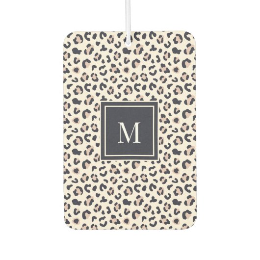 Leopard print roze monogram luchtverfrisser (Voorkant)