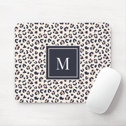 Leopard print roze monogram muismat (Met muis)