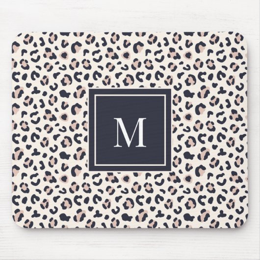 Leopard print roze monogram muismat (Voorkant)